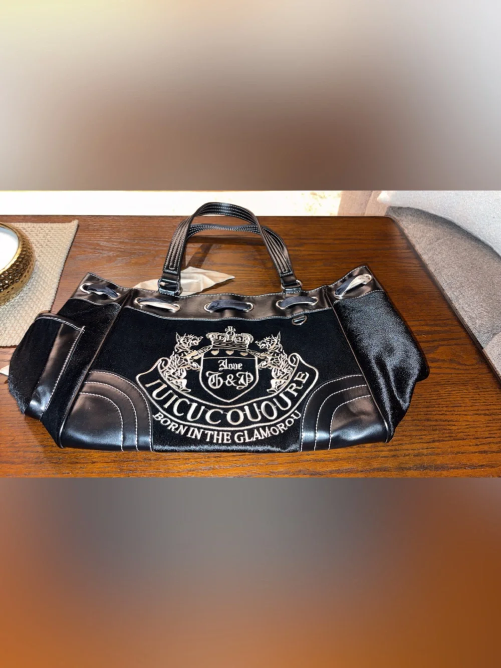 Juicy Couture Black Logo Shoulder Tote